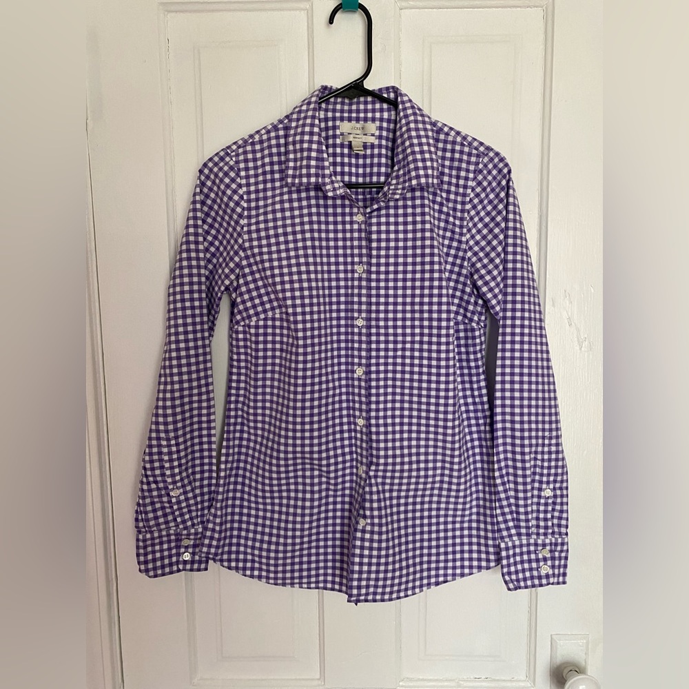 JCrew Purple Gingham Button Down